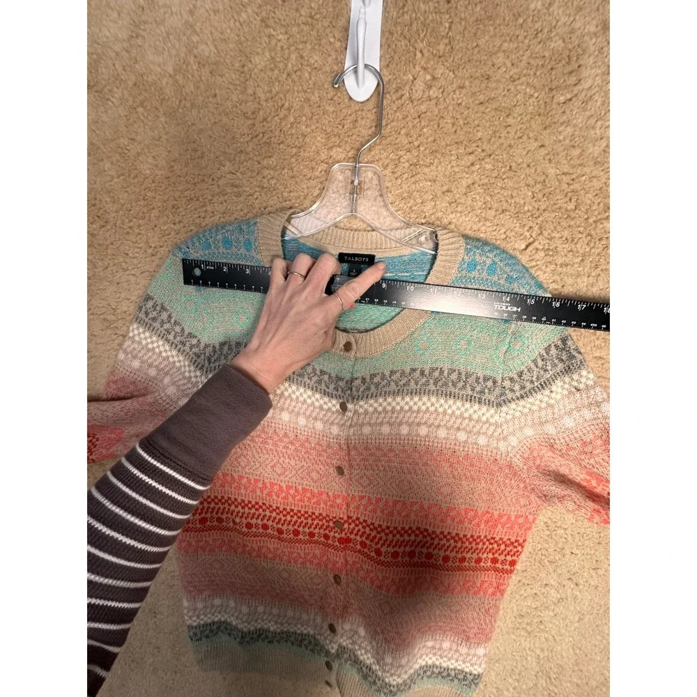 Talbots‎ Fair Isle Mohair Lambswool Blend Cardigan Sweater Women’s Large